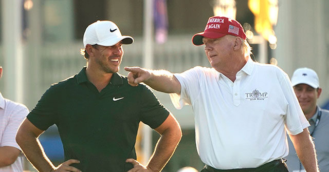 WATCH: Trump Drains Chip Shot in Front of Brooks Koepka: ‘Winning Is Always Nice’