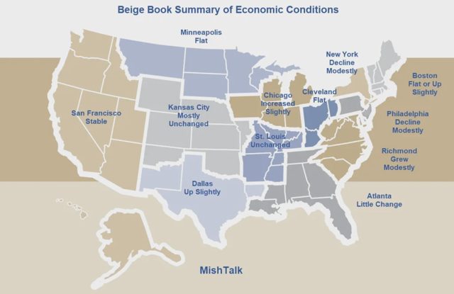 Only Three of 12 Fed Regions Are Growing, Two Slightly