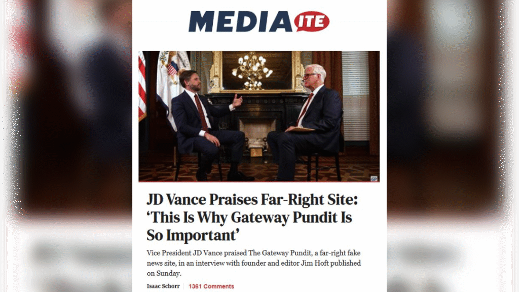 Far-Left Fake News Website Mediaite Attacks Vice President Vance for Sitting with TGP’s Jim Hoft and Sending a Message to the “VINDICATION” Conference Attendees