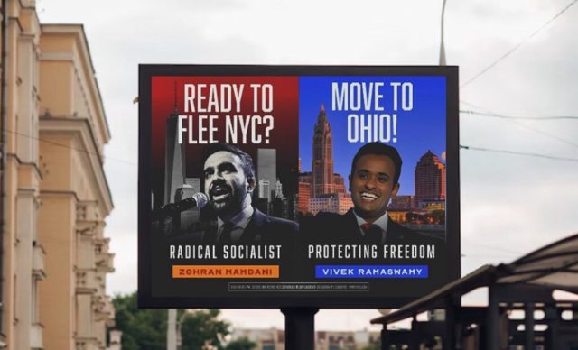 LOL! “Ready to Flee NYC?” – Vivek Ramaswamy to Debut Billboard in Times Square Urging New Yorkers to Flee Zohran Mamdani and Move to Ohio