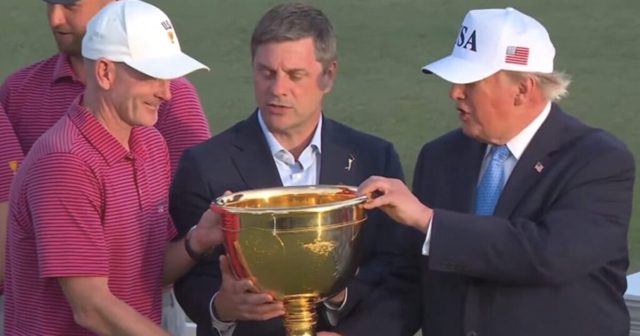 WATCH: Trump Presents Presidents Cup Trophy to Team USA After 11th Straight Win – Team Captain Credits Trump for the Win