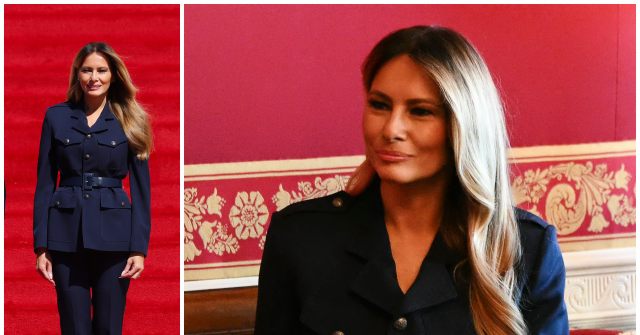 Fashion Notes: Melania Trump Wears Ralph Lauren Military Jacket for Tea in the Red Room