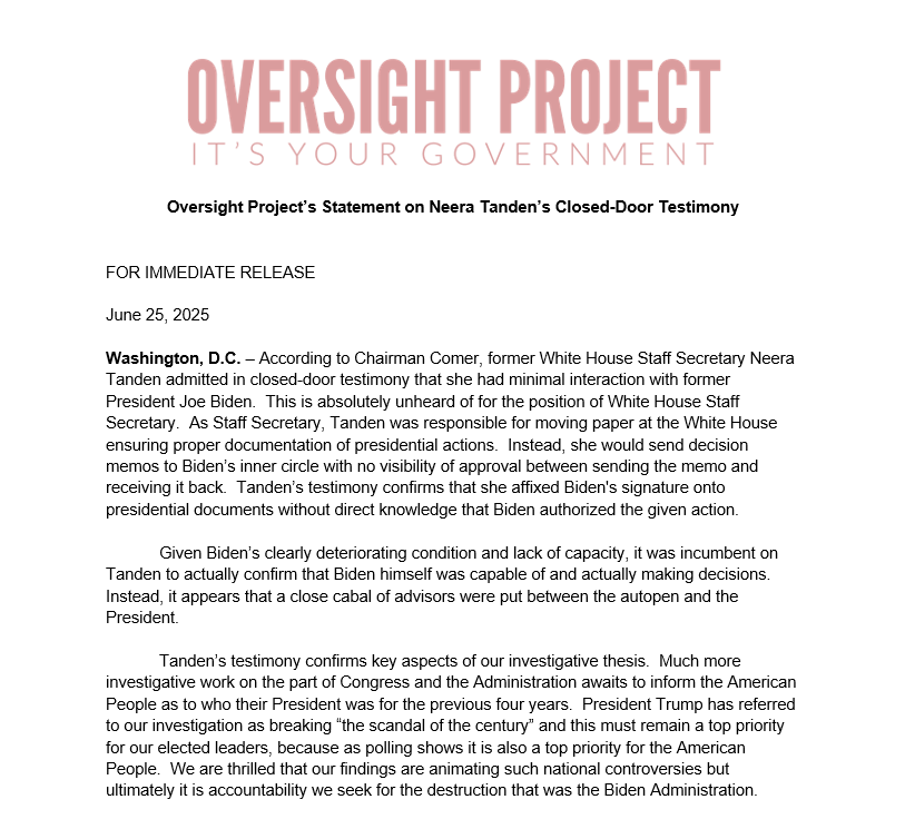 Crucial New Detail Emerges From Testimony in “Autopen” Scandal from Oversight Project