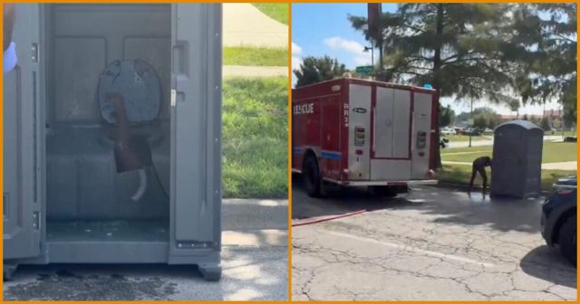 SH*TTY SITUATION: Firefighters Forced to Cut Apart Porta-Potty After Man Somehow Became Trapped Underneath the Toilet