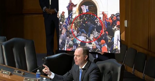 Oops! Adam Schiff Accidentally Shows Image of Murder of Trump Supporter Roseanne Boyland by Cops on Steps of US Capitol During Jack Smith Hearing