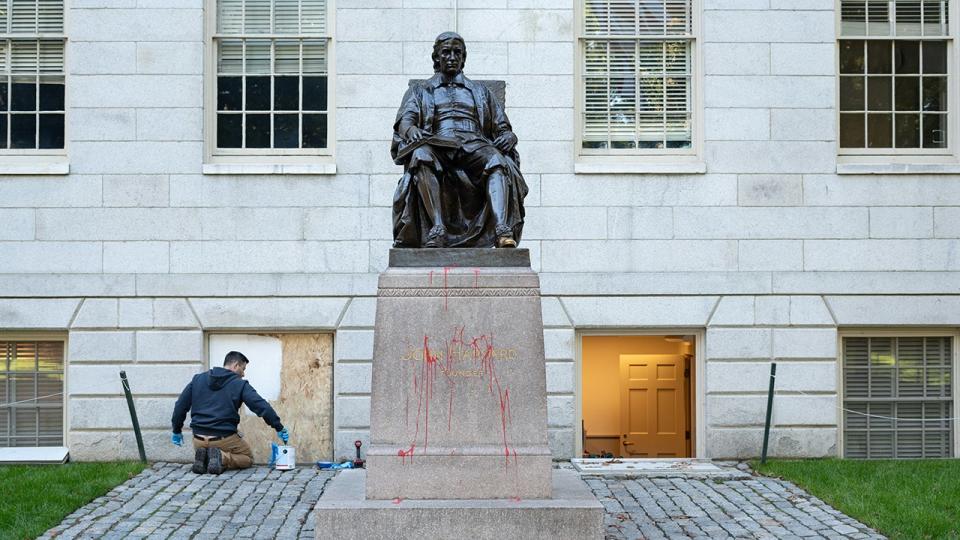 John Harvard statue vandalized