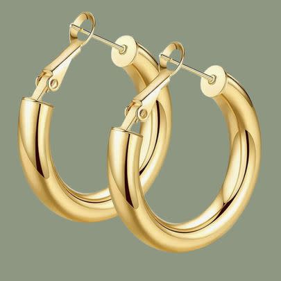 A pair of chunky gold-plated hoops