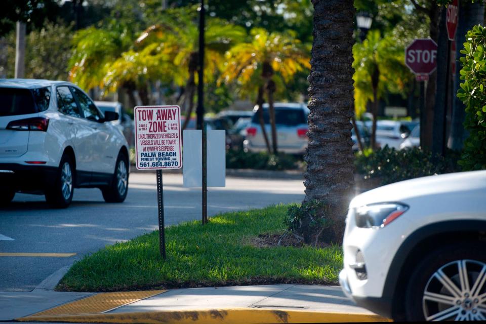 Publix at 135 Bradley Place in Palm Beach has worked with town officials and the Police Department to enforce parking, with officers writing more than 1,000 citations in less than a year. A sign warning that the parking lot is a towaway zone is posted at an entrance.