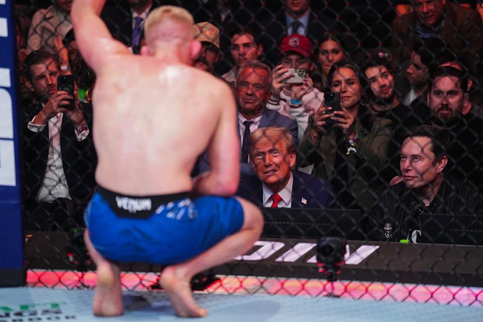 Elon Musk and Donald Trump talk to a UFC fighter