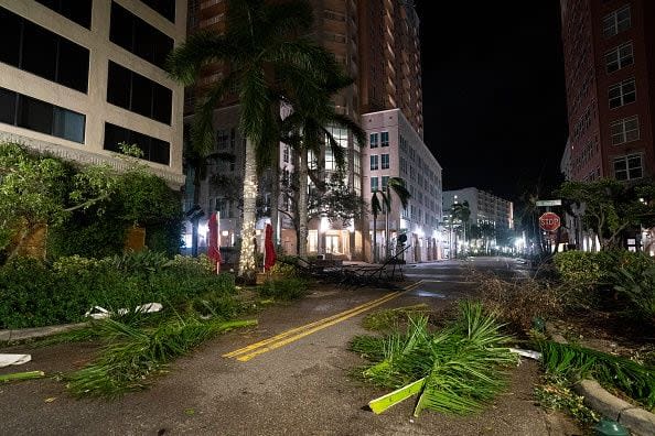 SARASOTA, FLORIDA - OCTOBER 10: Storm debris after Hurricane Milton October 10, 2024 in Sarasota, Florida. The storm made landfall at Siesta Key. (Photo by Sean Rayford/Getty Images)