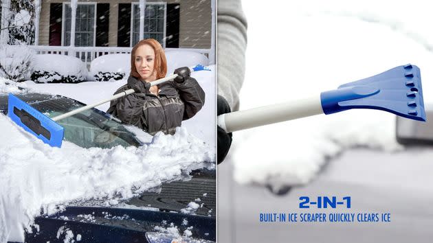 This dual-ended snow remover and scraper helps you clear your car much faster and easier.