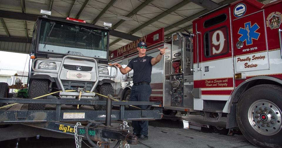 Polk County Fire Rescue personnel are prepping department specialty equipment for post-storm recovery efforts.