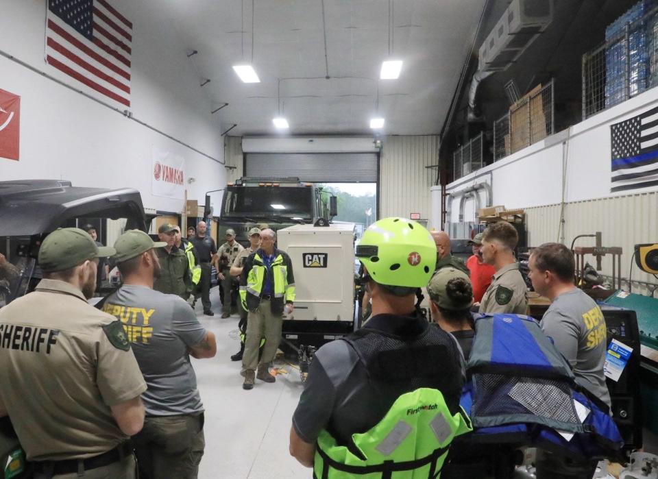 Volusia County Sheriff's briefing with high water rescue teams ahead of anticipated flooding in Volusia County overnight.