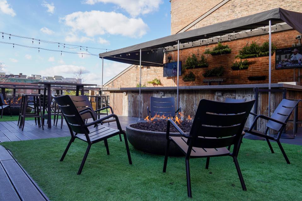 The rooftop bar area at Pins Mechanical Co. in Over-the-Rhine.