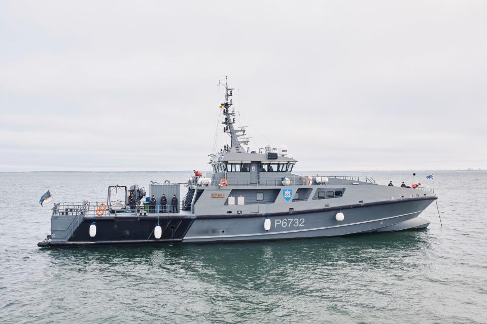 An Estonian naval ship sails in the Baltic Sea in January as part of an increased NATO presence in the region.