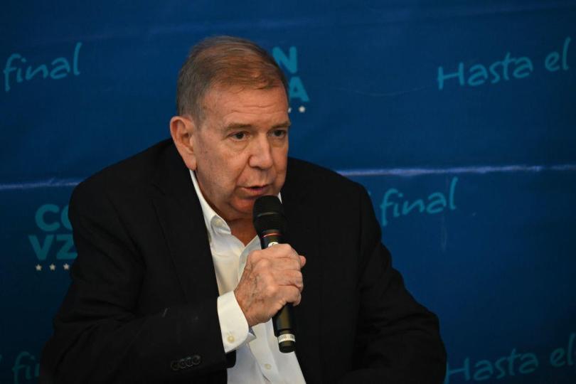 Venezuelan opposition presidential candidate Edmundo Gonzalez Urrutia speaks during a press conference in Caracas, July 25, 2024, ahead of the presidential election. / Credit: FEDERICO PARRA/AFP/Getty