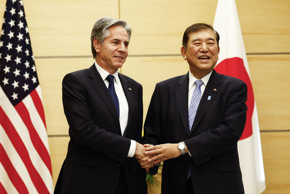 Secretary of State Antony Blinken with Japanese Prime Minister Shigeru Ishiba (Issei Kato / AFP - Getty Images)