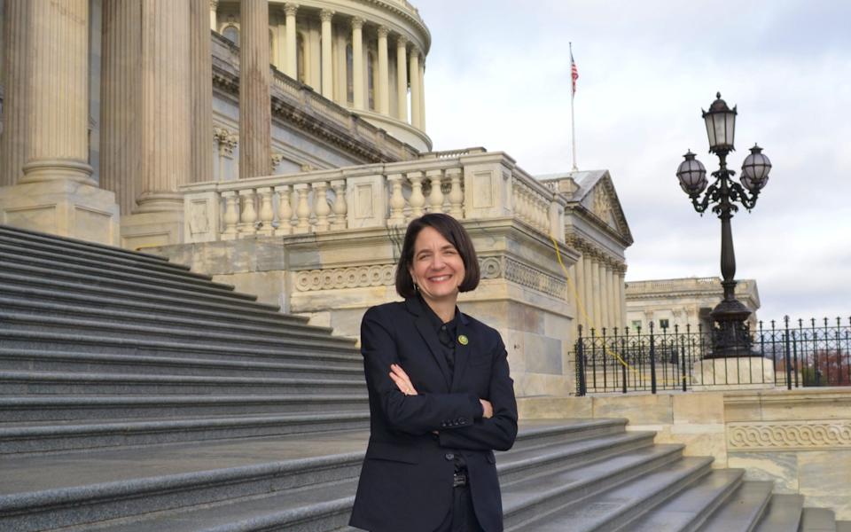 Congresswoman Becca Balint (Vermont-D) stands on the steps outside the House of Representative wing of the United States' Capitol Building in Washington, D.C., on Dec. 17, 2024.