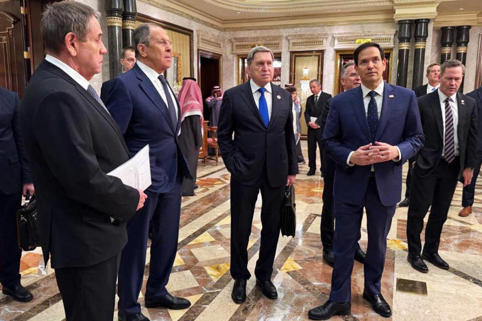 Secretary of State Marco Rubio, second right, and Russian Foreign Minister Sergei Lavrov (Russian Foreign Ministry / AFP - Getty Images)