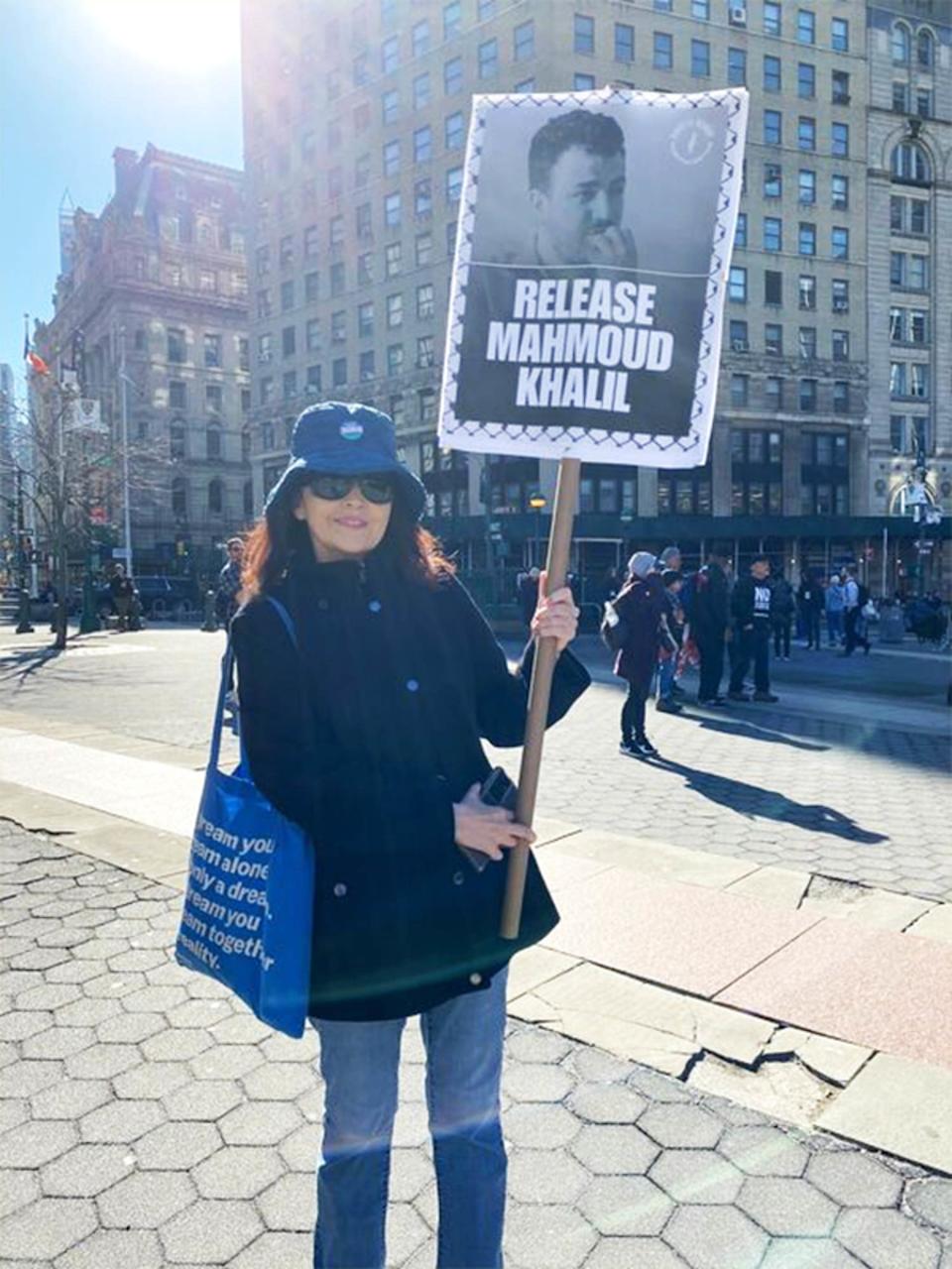 Mahmoud Khalil protest nyc new york March 10, 2025 (Nicole Acevedo / NBC News)