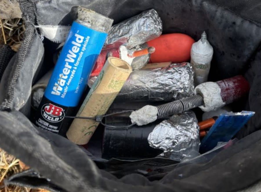 Explosives found during a search warrant of a home in Jacumba on March 3, 2025. (San Diego County Sheriff’s Department)