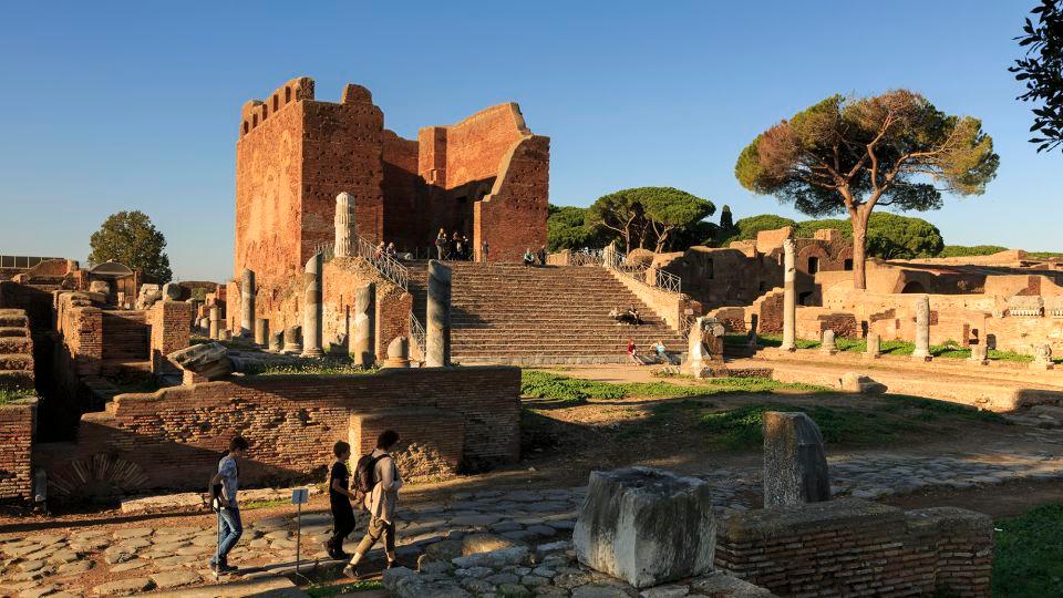 The main temple of Jupiter, Juno and Minerva, at Ostia Antica, near Rome. The site has been well preserved by sand dunes. - Jumping Rocks/Universal Images Group Editorial/Getty Images