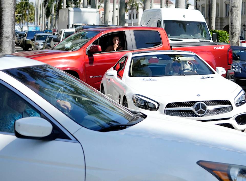 Traffic congestion was significant Friday afternoon on westbound Royal Palm Way as dual road closures related to Mar-a-Lago and the Palm Beach International Boat Show gave motorists less room to maneuver.