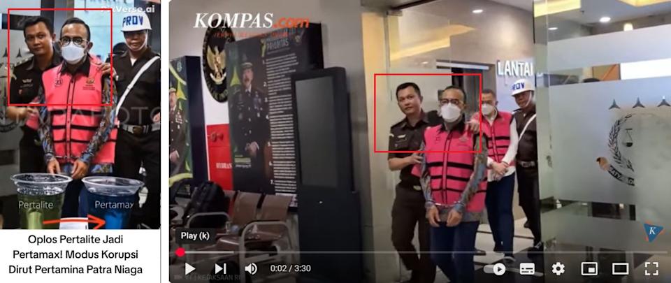 <span>Screenshot comparison between the false post (L) and the clip from Kompas TV</span>