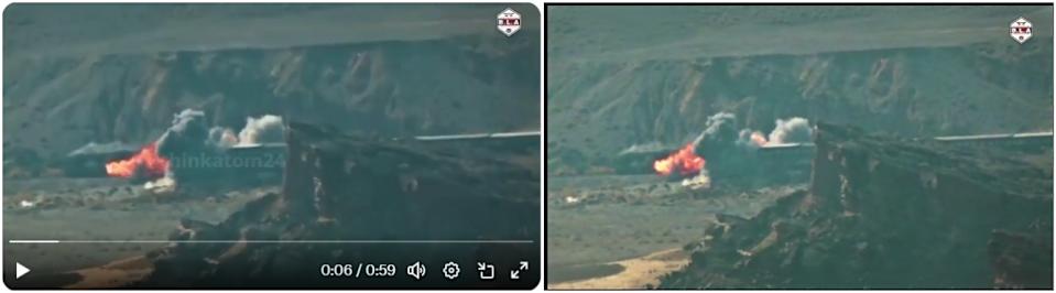 <span>Screenshot comparison of the false post (L) and the 2022 Hakkal video</span>