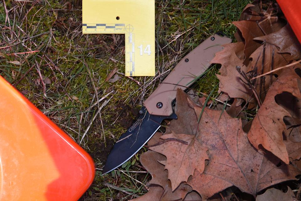 The knife Matthew Walter Wong was holding when he was shot and killed by Oregon State Police in Salem on Feb. 27.