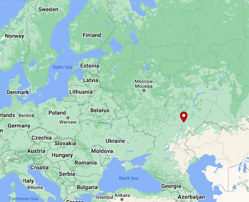 Engels Air Base is located about 300 miles from Ukraine. (Google Earth) A map showing the general location of Engels Air Base in western Russia. <em>Google Maps</em>