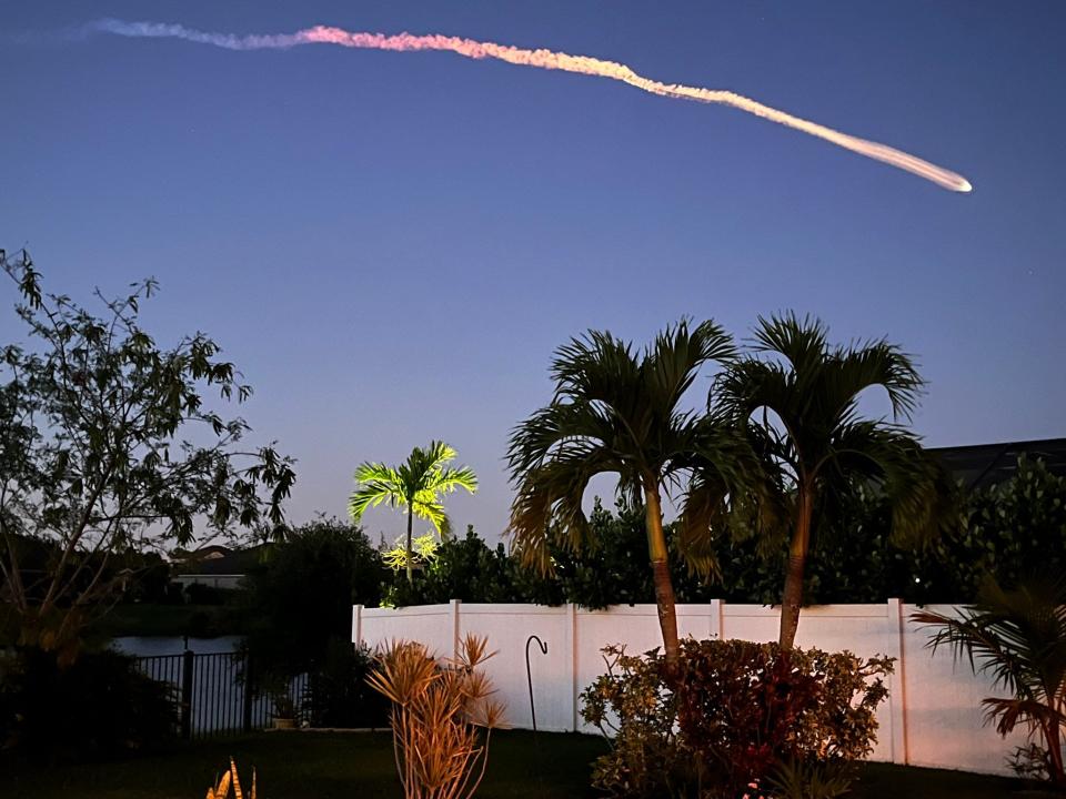 Adam Neal, executive editor at TCPalm, a USA TODAY Network newspaper, snapped a photo of the SpaceX Falcon Heavy rocket launch. On April 30, 2023, Neal tweeted: "Check out SpaceX Falcon Heavy launch from southern Vero Beach. Beautiful."