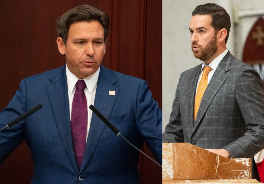 Florida Gov. Ron DeSantis (left), House Speaker Daniel Perez.