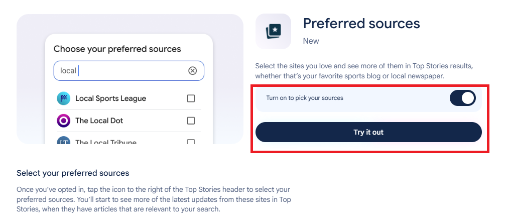 enable preferred sources