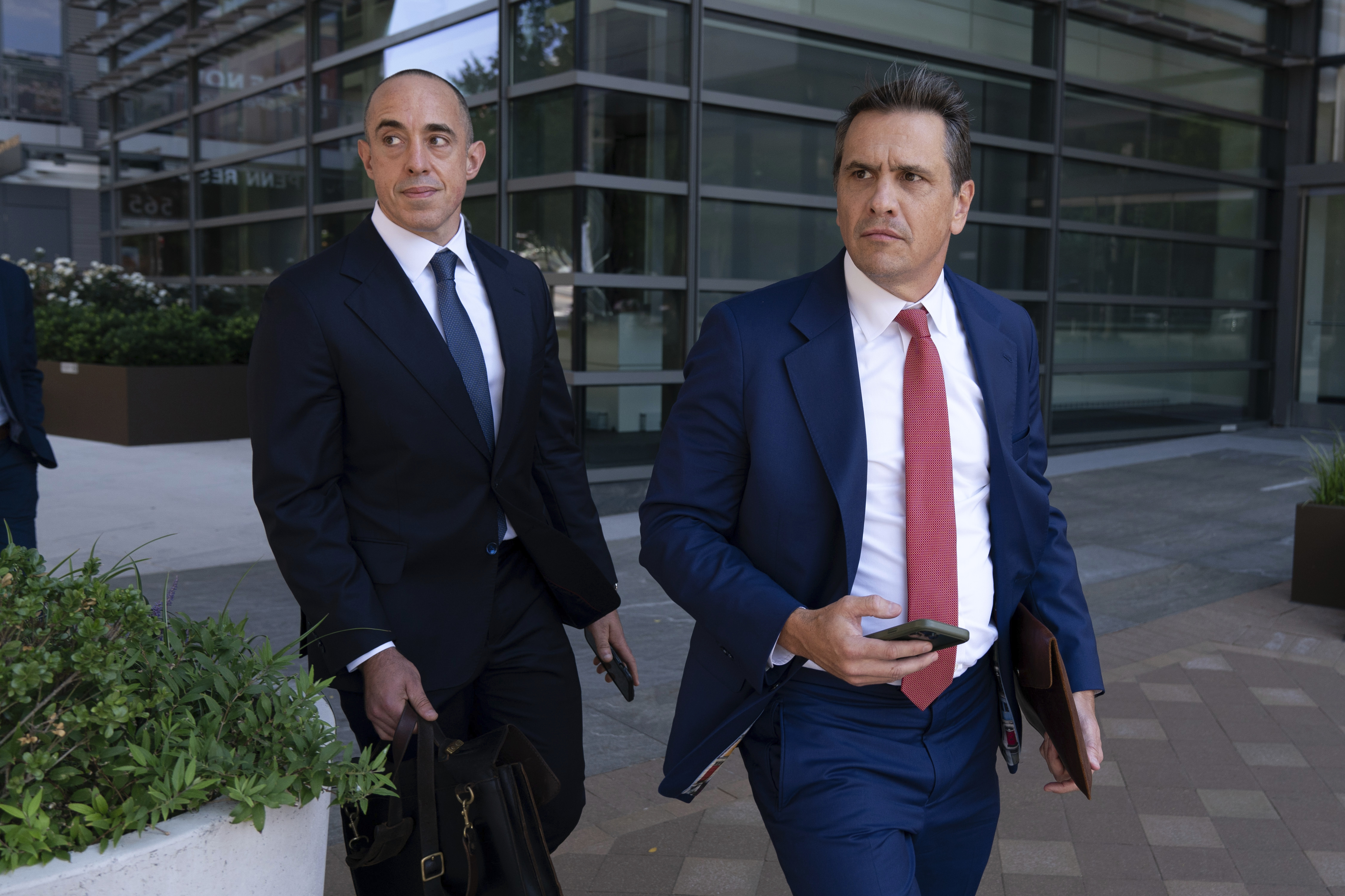 Bove, left, and Todd Blanche leave the federal courthouse in Washington after a Sep. 5, 2024, hearing on the federal election subversion prosecution of Donald Trump. Bove and Blanche now hold senior leadership positions at the Justice Department.
