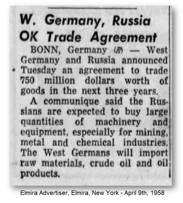 1958 Russia German Trade Agreement