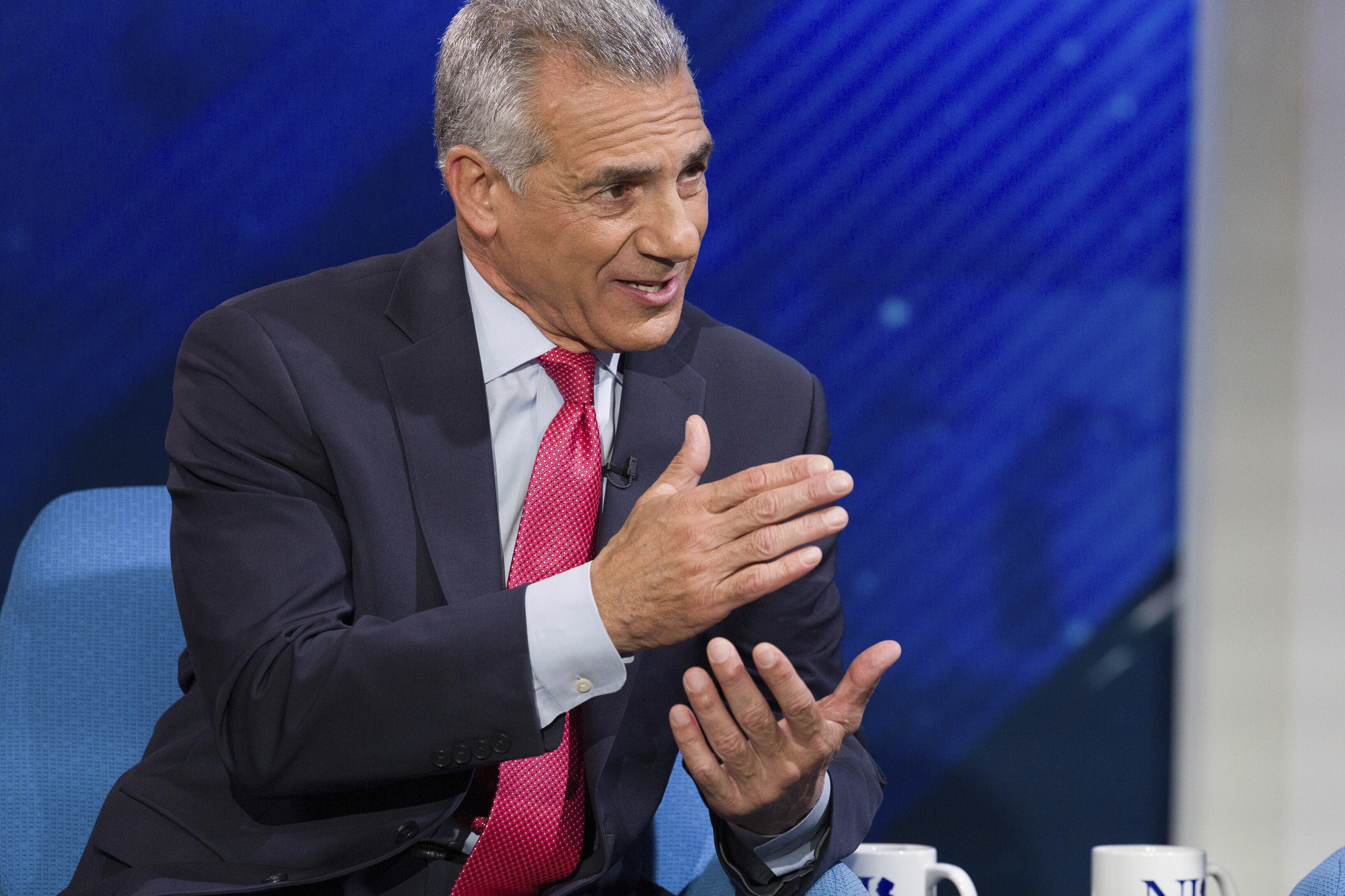 Candidate and former Assemblyman Jack Ciattarelli discusses the issues at the New Jersey Republican gubernatorial primary debate, at NJ PBS Studios, Wednesday, May 7, 2025, in Newark, N.J. 