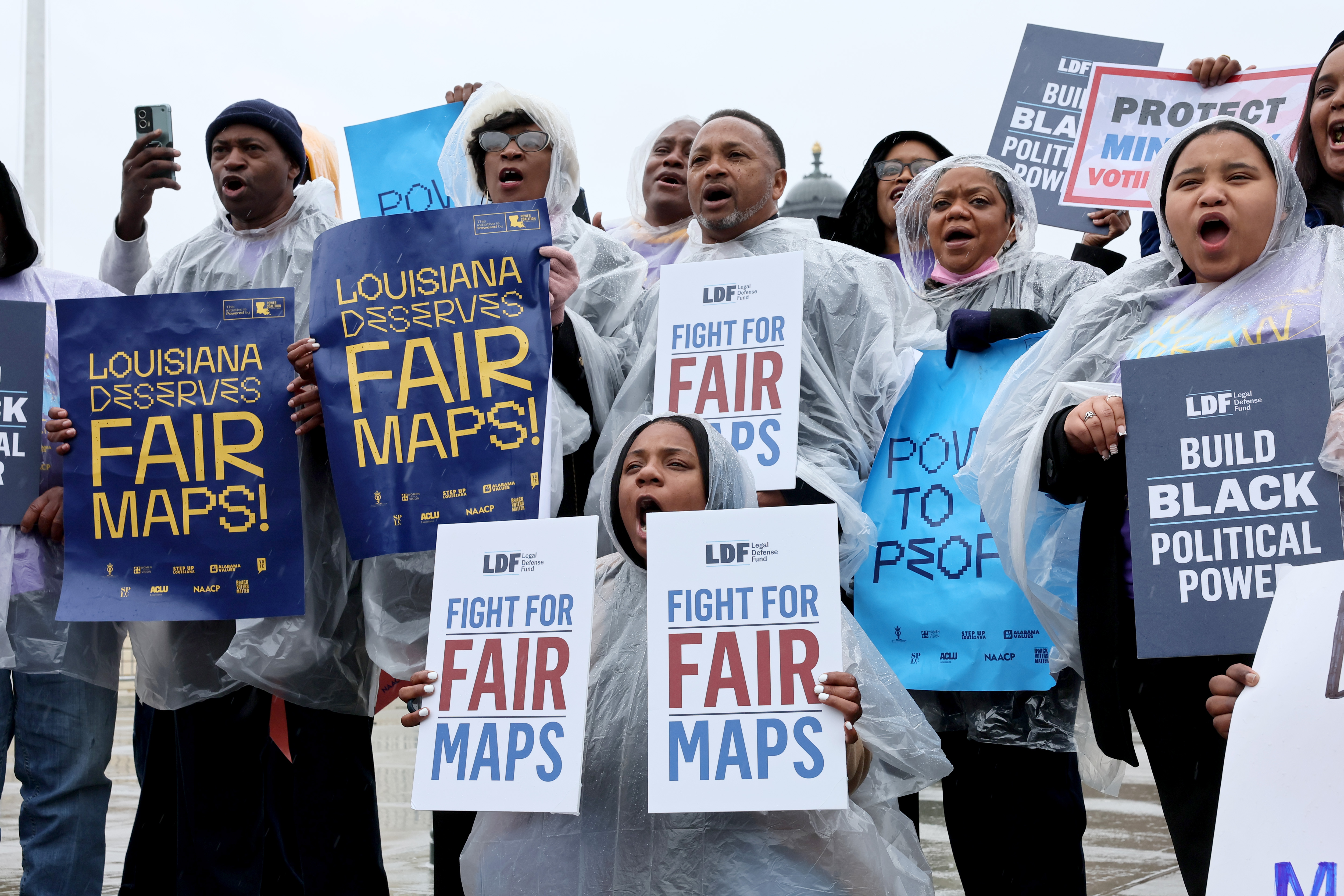 Black Louisiana voters protest outside the Supreme Court during the first oral arguments for Louisiana v. Callais on March 24, 2025, in Washington. 