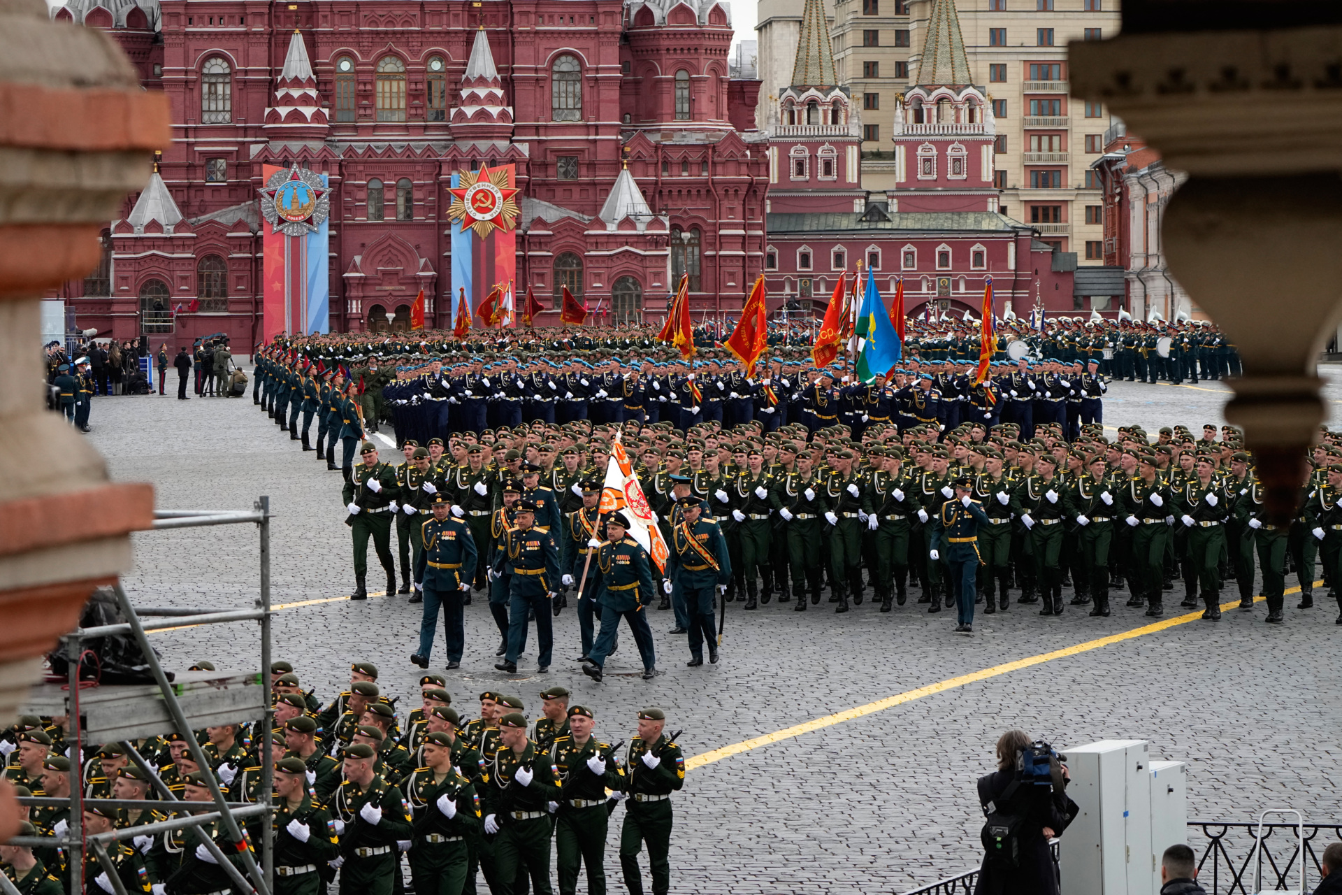 Russian servicemen march on Red Square during the Victory Day military parade in central Moscow on May 9, 2026. Russia celebrates the 81st anniversary of the Soviet Union's victory over Nazi Germany in World War Two (WWII). (Photo by Alexander Zemlianichenko / POOL / AFP via Getty Images)