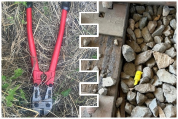 Smugglers allegedly used the bolt cutter to remove the locking seal on the container. (Department of Justice)