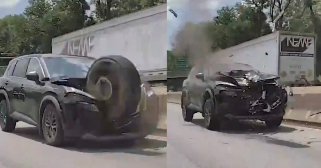 WATCH: Insane Dashcam Video Shows Loose Tire Demolishing Car on Philadelphia Highway