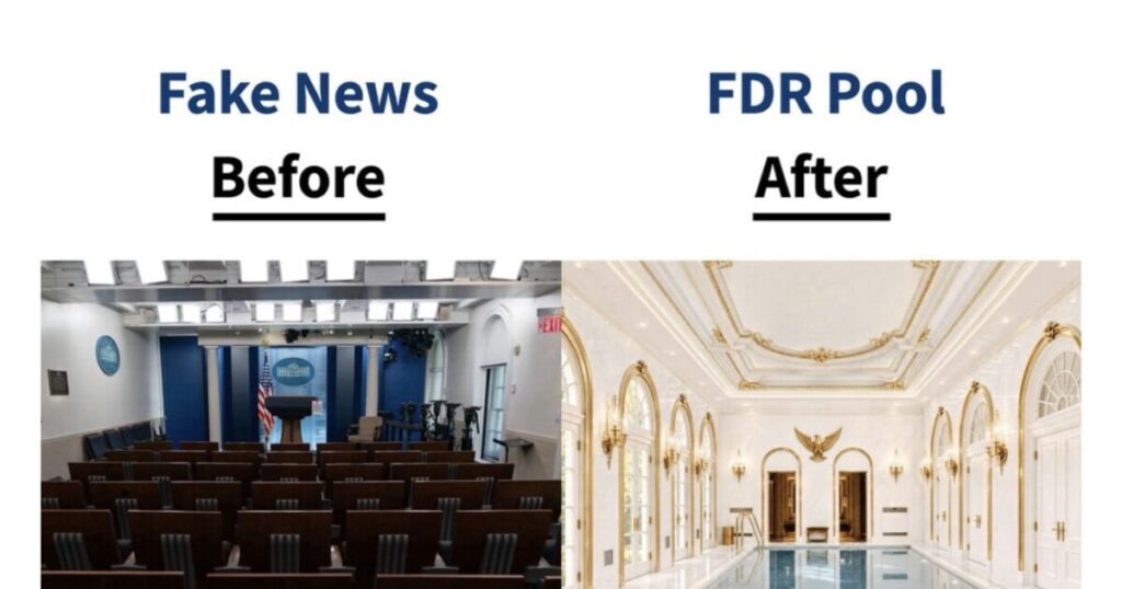Trump Floats Replacing White House Briefing Room With Original FDR Pool?