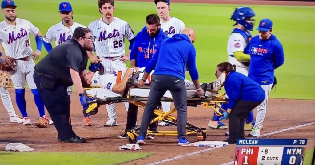WATCH: Mets Player Knocked Unconscious by a Knee to the Head — Then EMS Crew Turns the Rescue Into a Circus